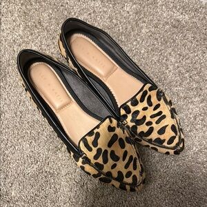 Kelly & Katie Black and Tan Flats with Leopard Print